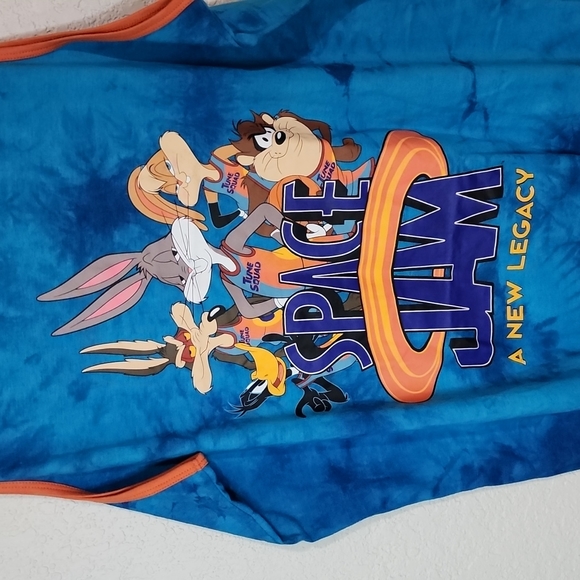 A New Legacy Space Jam Tie Dyed Aqua Blue Tune Squad Tank Top Sz. L - Picture 2 of 4